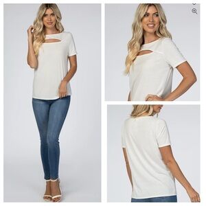 Perfect Peach White Cut-Out tee